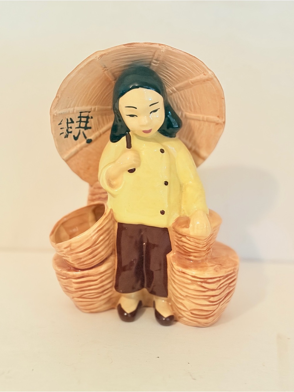 Vintage SBM Calif Stewart B McCulloch Asian Girl Baskets Planter Hand Painted